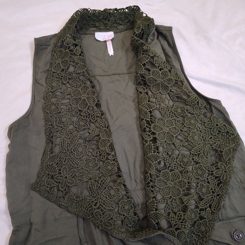 345 Matilda Jane Make Believe That's The Ticket Draped Dark Green Vest Size 14
